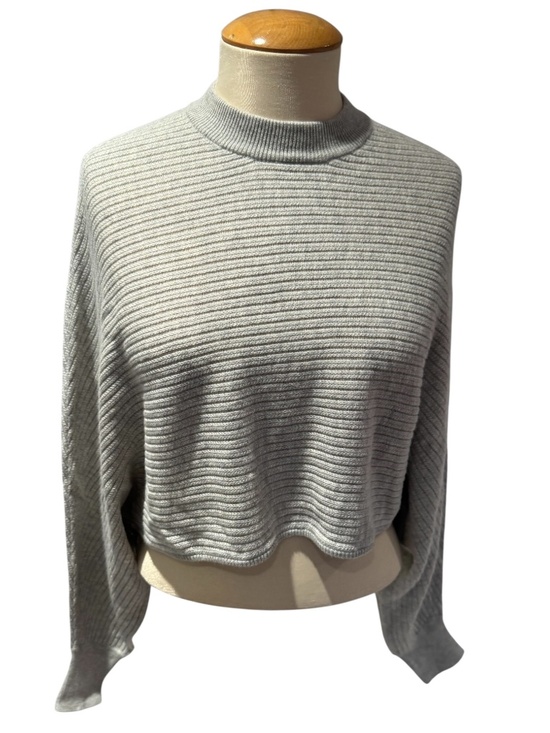 Wilfred Sweaters - WILFRED FREE (ARITZIA) “Lolan” grey textured batwing crop knit sweater - size xs